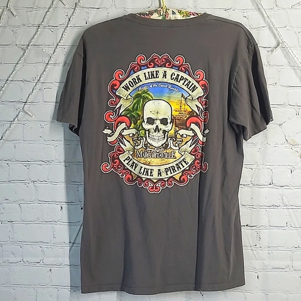 Margaritaville Pirate Pidgeon Forge Tennessee Skull Graphic Print Tshirt Mens M - Picture 1 of 14
